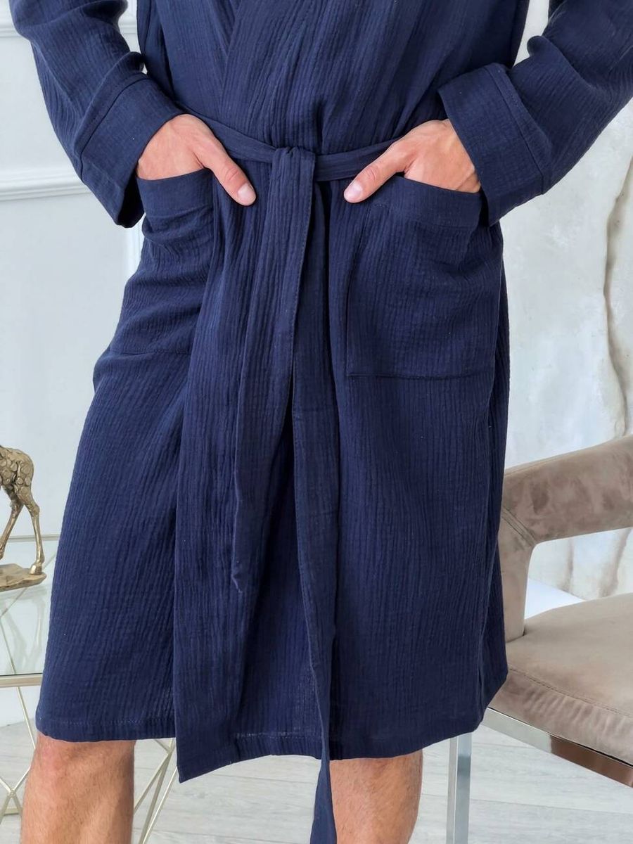 Чоловічий мусліновий халат COSY Estet темно-синій 11289303 фото Колготочка