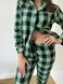 Домашня жіноча піжама COSY у клітинку зелено/чорна (сорочка+штани) 11382210 фото 4 Kolgotochka