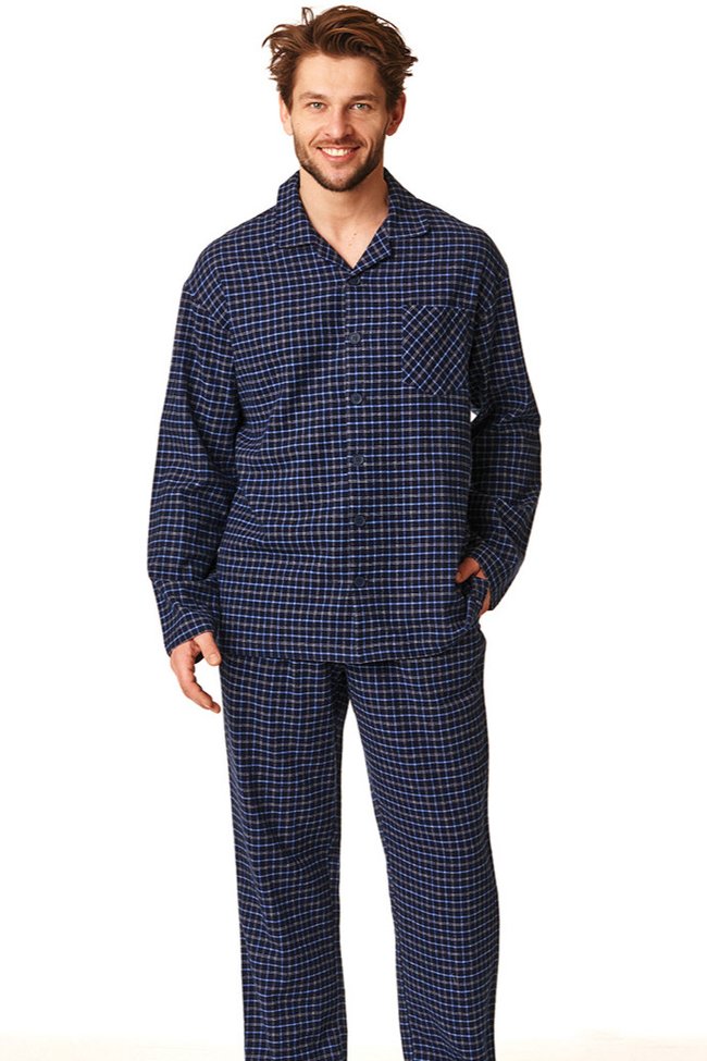 Теплая фланелевая мужская пижама больших размеров Key MNS 429 Big 17284 фото Колготочка