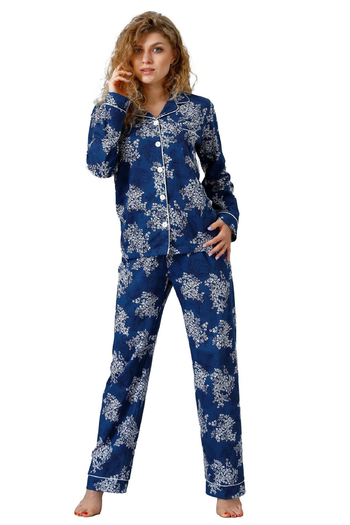 Пижама теплая Leveza Alis 1127, M, синій