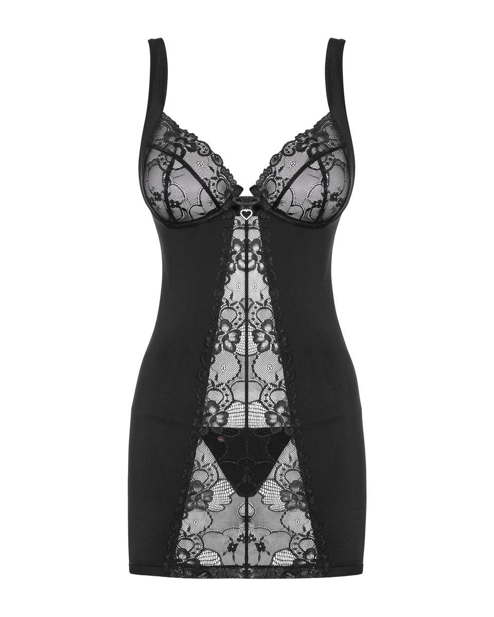 Пеньюар зі стрінгами Obsessive Heartina chemise 13905 фото Колготочка