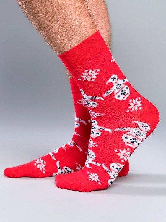 Шкарпетки святкові з пінгвінами Italian Fashion S89D ELMO, 42-44, червоний
