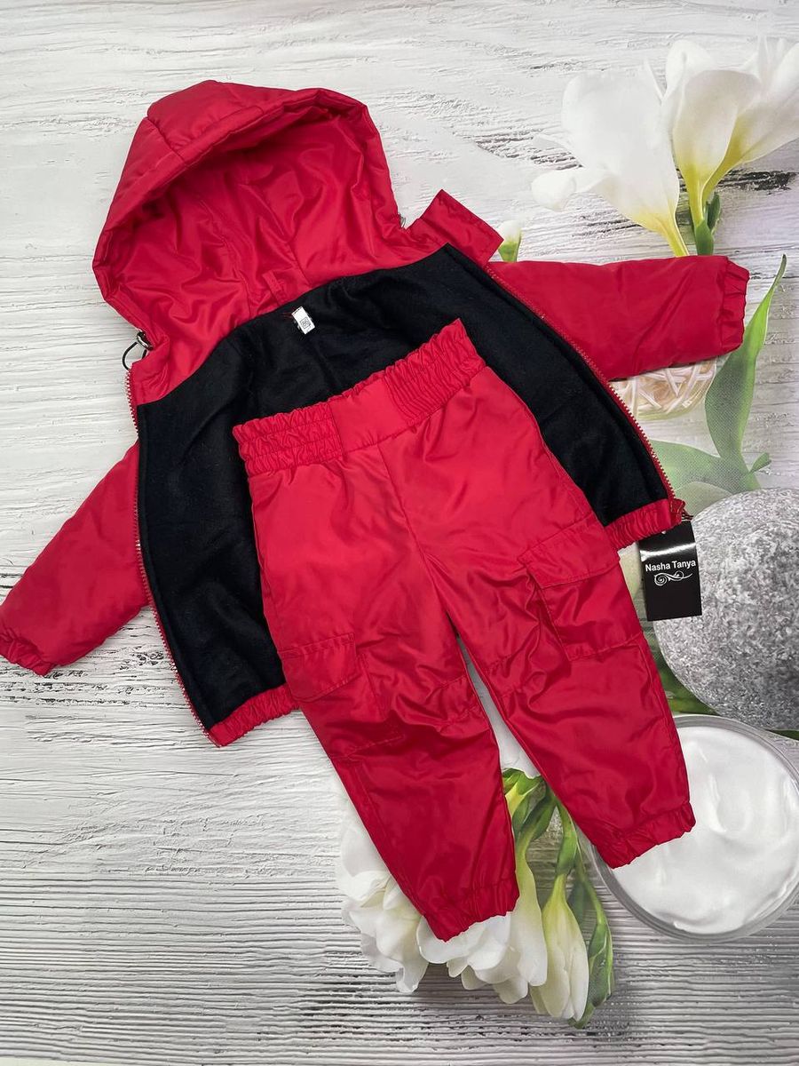 Осінньо-весняний костюм непромокаючий однотонний, 80-86, червоний