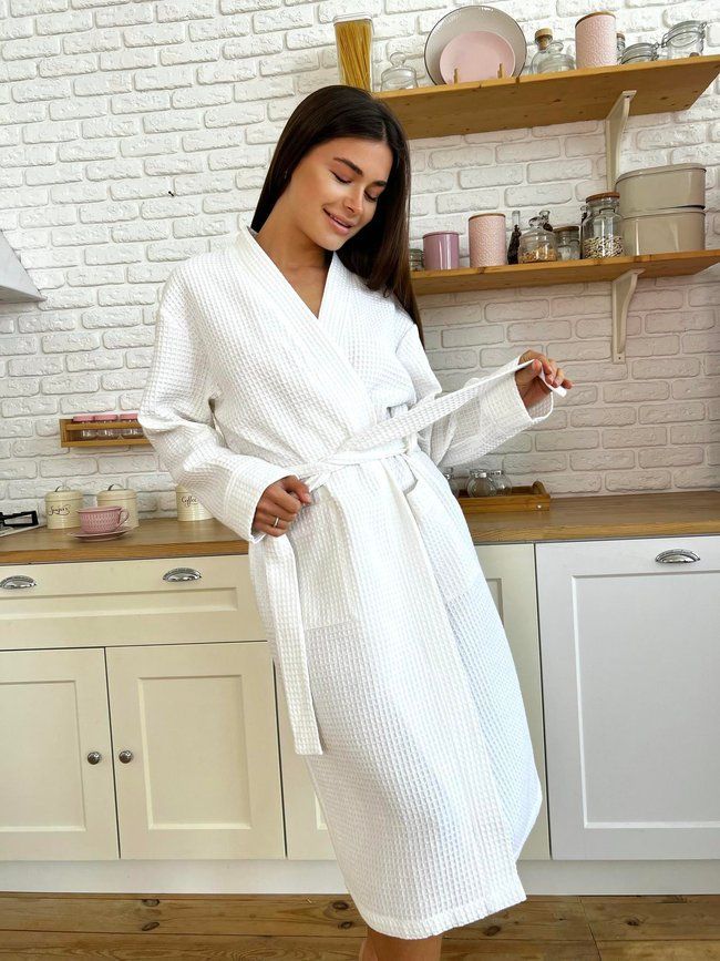 Жіночий вафельний халат COSY довгий білий 825683s5 фото Колготочка