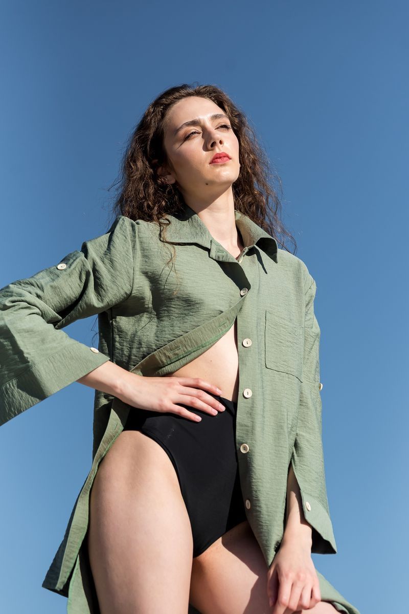 Сорочка пляжна лляна міді Swam Urban Shirt 15937 фото Колготочка
