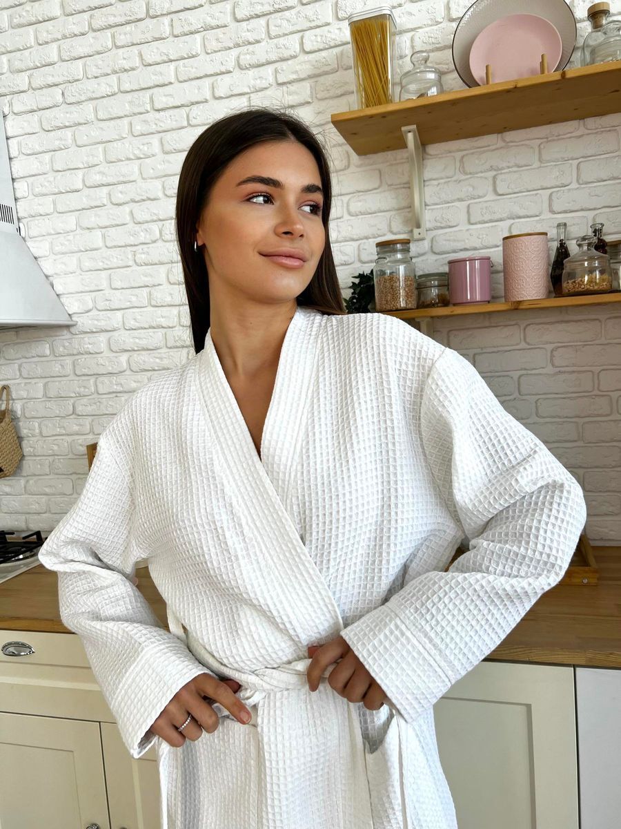 Жіночий вафельний халат COSY довгий білий 825683s5 фото Колготочка