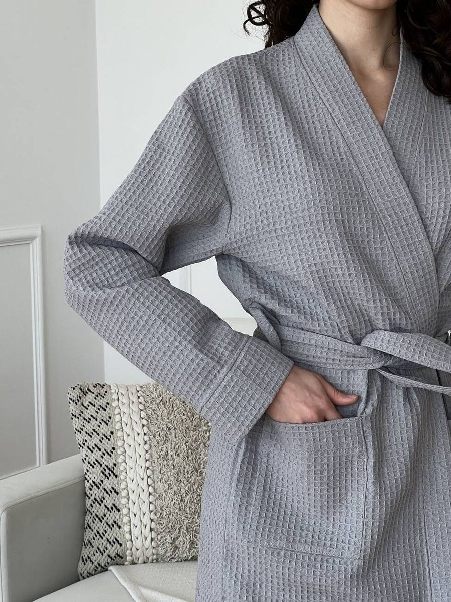 Женский Подарочный набор COSY Халат-кимоно длинный с полотенцем Серый в коробке 11355799 фото Колготочка