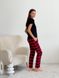 Женский Пижамный комплект COSY в клеточку красный/черный(штаны + черная футболка) 10004363 фото 2 Kolgotochka
