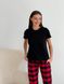 Женский Пижамный комплект COSY в клеточку красный/черный(штаны + черная футболка) 10004363 фото 5 Kolgotochka
