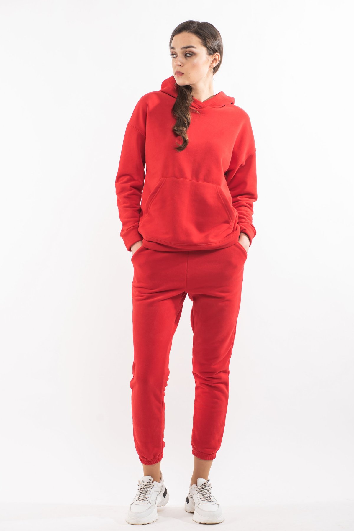 Спортивний костюм жіночий худі та штани SWAM EASY WALK, L, червоний