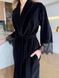 Велюровий жіночий халат COSY з французьким мереживом чорний 11824474 фото 4 Kolgotochka