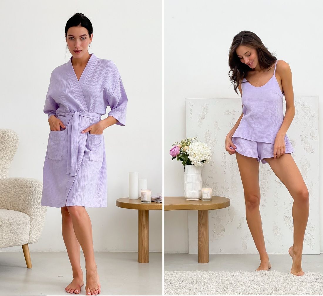 Жіночий Мусліновий комплект халат+піжама COSY в подарунковій упаковці 10741814 фото Колготочка