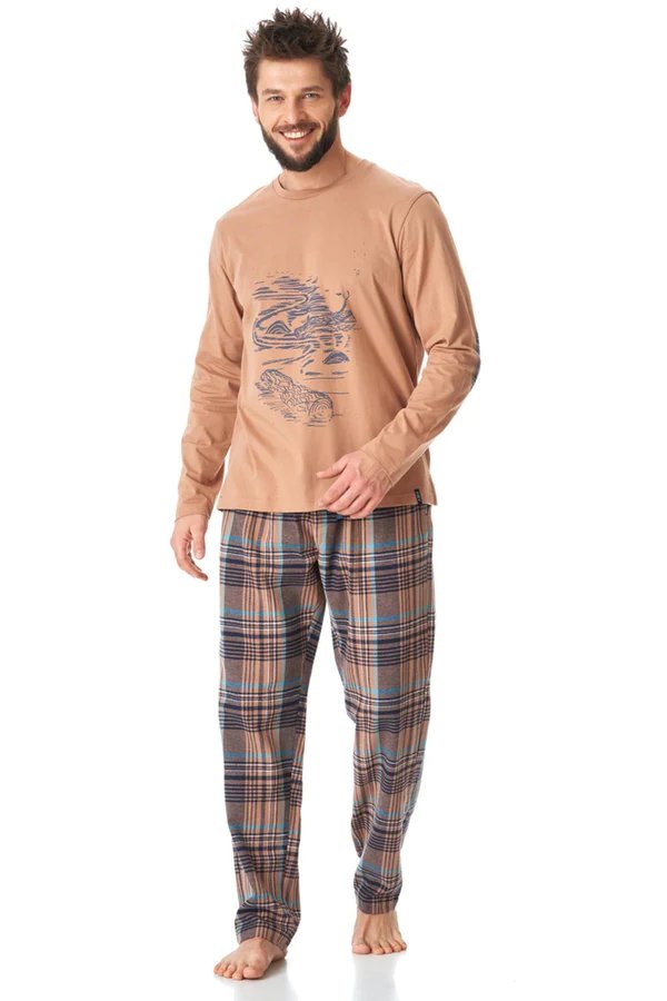 Хлопковая мужская пижама с брюками в клетку Key MNS 421 B23 17906 фото Колготочка