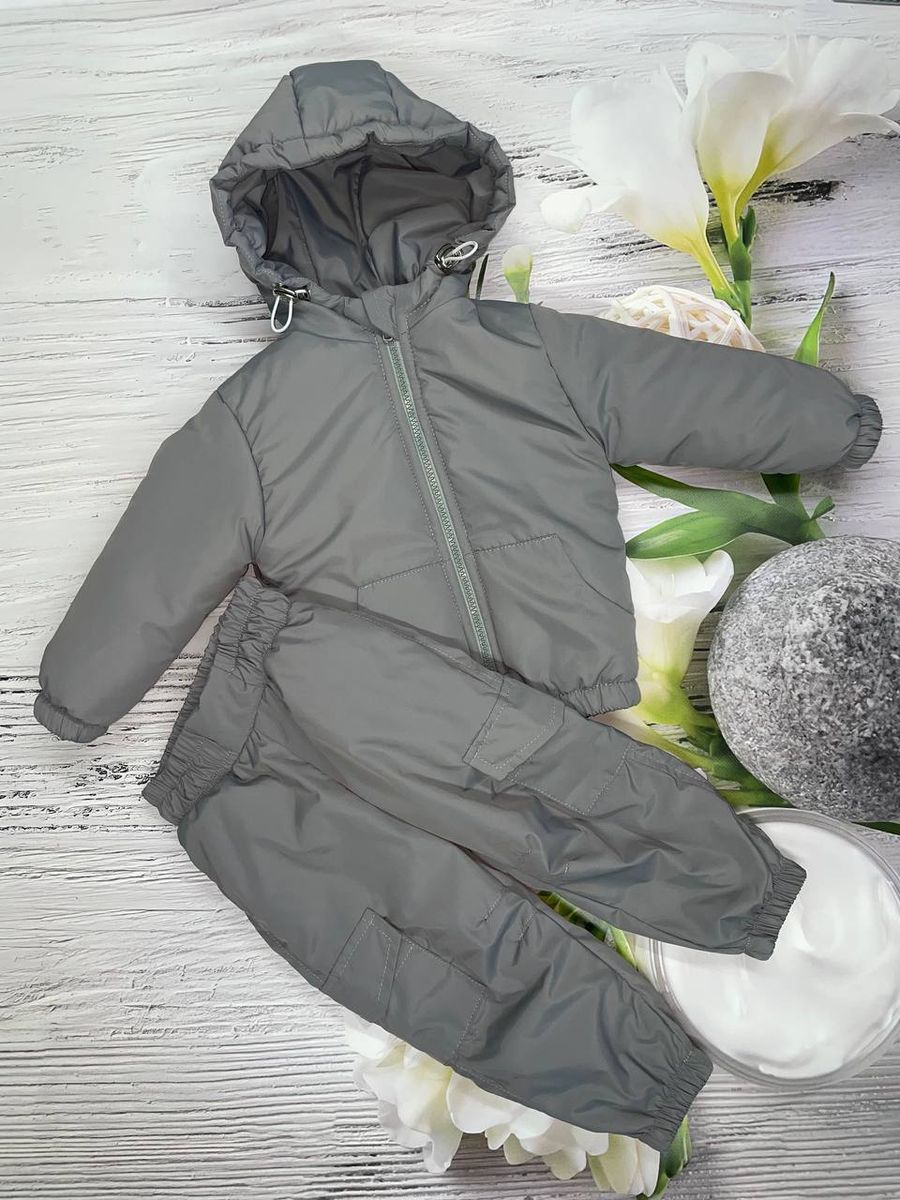 Осінньо-весняний костюм непромокаючий однотонний, 80-86, сірий