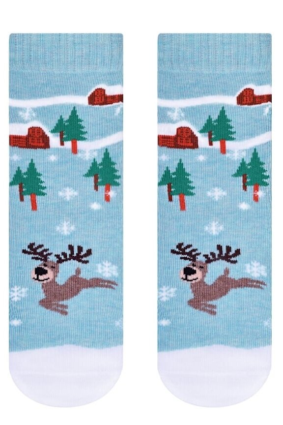 Шкарпетки новорічні Steven 014/286, 32-34, блакитний