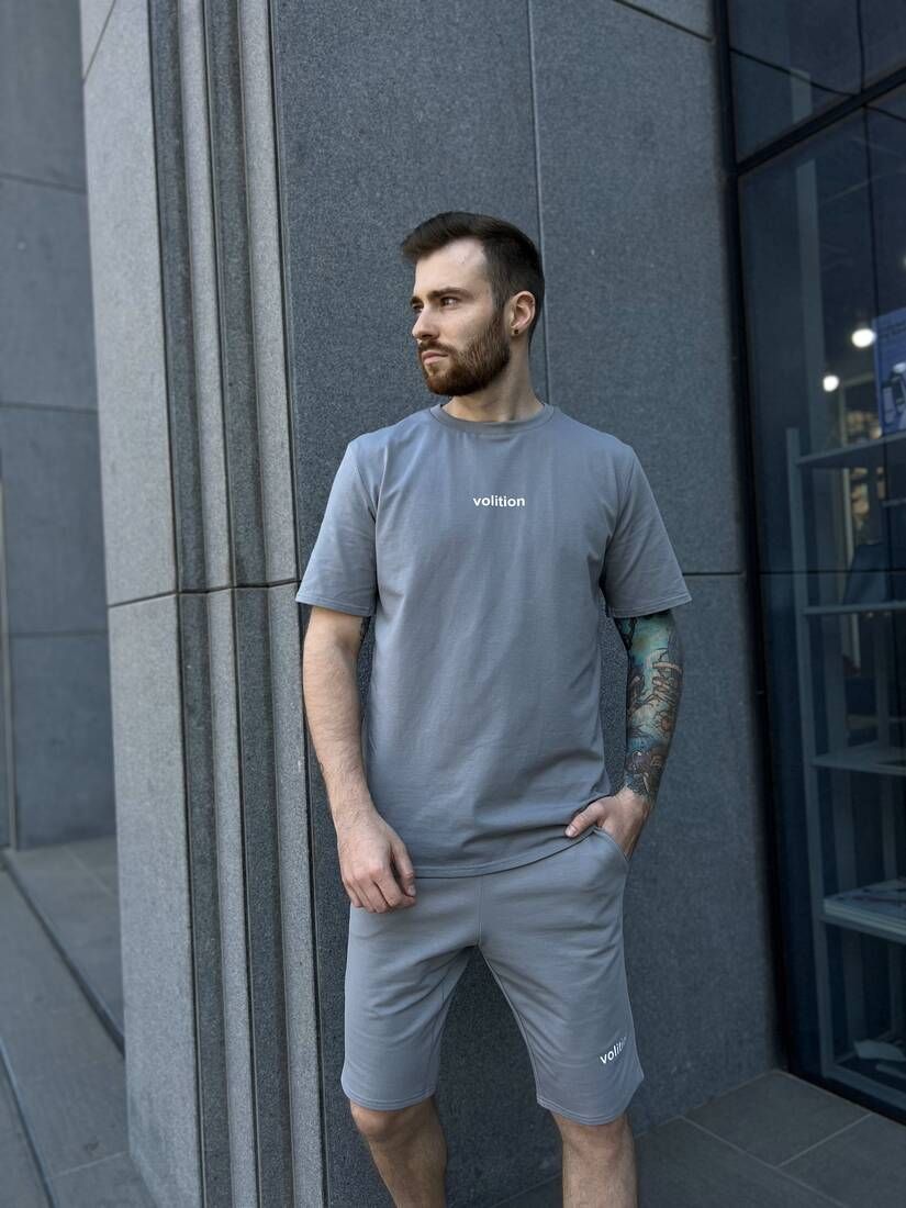 Чоловічий комплект Volition(шорти+футболка), M, сірий