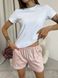 Піжамний комплект COSY жіночі шорти з сатину Pearl пильна пудра з футболкою біла 11356673 фото 3 Kolgotochka
