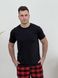Пижама мужская COSY из фланели (брюки+рубашка+футболка черная) клетка красно/черная 11505974 фото 3 Kolgotochka