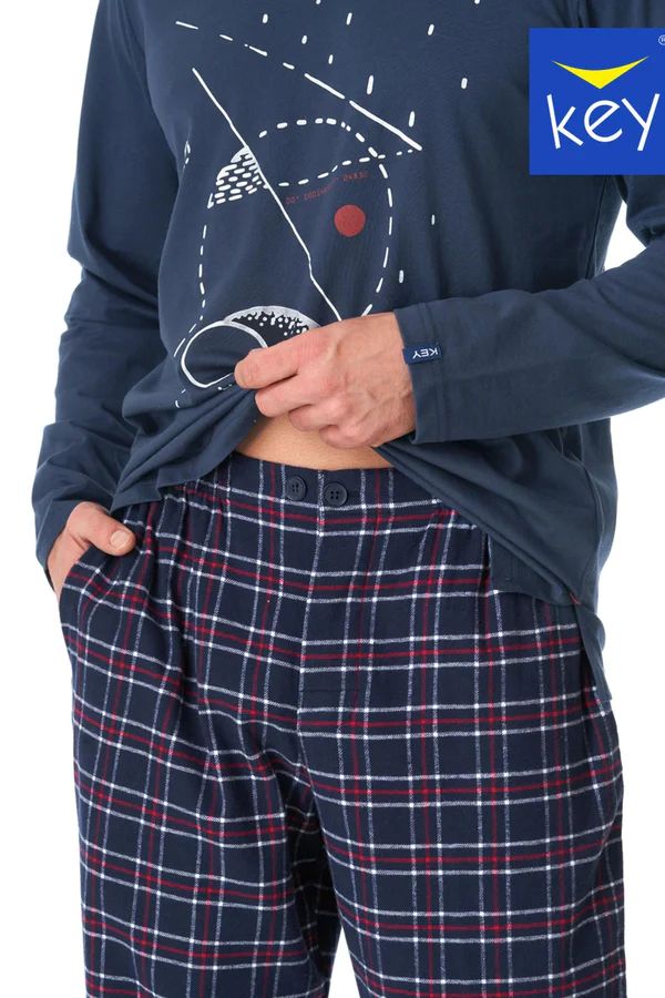Хлопковая мужская пижама с брюками в клетку Key MNS 616 B23 17907 фото Колготочка
