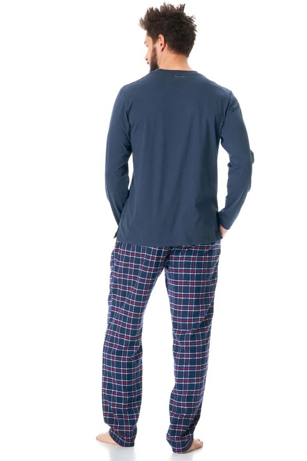 Хлопковая мужская пижама с брюками в клетку Key MNS 616 B23 17907 фото Колготочка