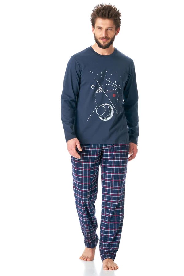 Бавовняна чоловіча піжама зі штанами у клітинку Key MNS 616 B23 17907 фото Колготочка