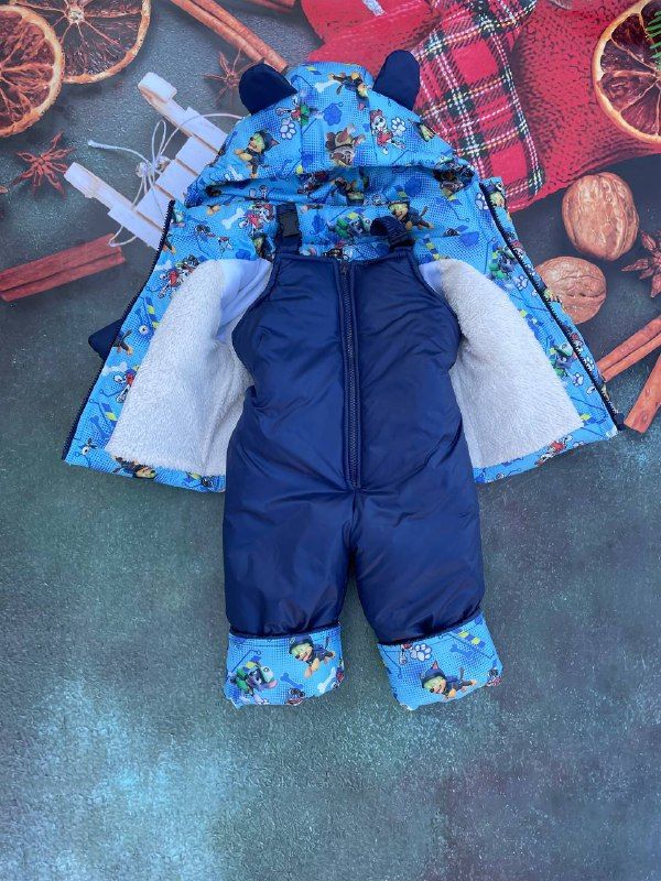 Костюм дитячий курточка і напівкомбінезон, 80-86, синій