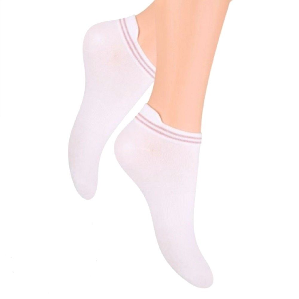 Шкарпетки Steven 091 з люрексом, 38-40, білий/рожевий