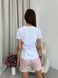 Піжамний комплект COSY 3-ка жіночі штани та шорти з сатину Pearl пильна пудра з футболкою біла 11356675 фото 4 Kolgotochka