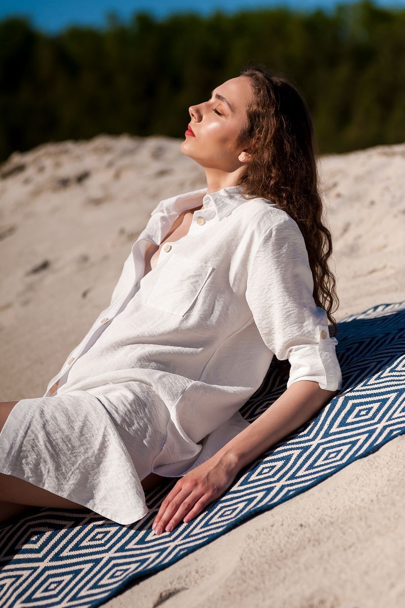 Сорочка пляжна лляна міді Swam Urban Shirt 15937 фото Колготочка