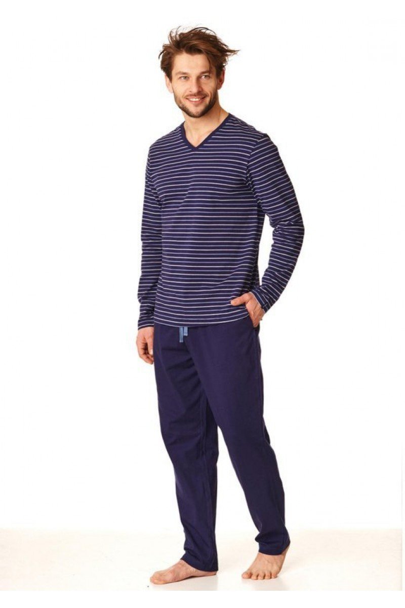 Пижама мужская в полоску Key MNS 382, XL, синій