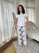 Женский Пижамный костюм COSY брюки из сатина+футболка Кошки Рыбки молочный 10840192 фото 1 Kolgotochka