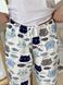 Женский Пижамный костюм COSY брюки из сатина+футболка Кошки Рыбки молочный 10840192 фото 5 Kolgotochka