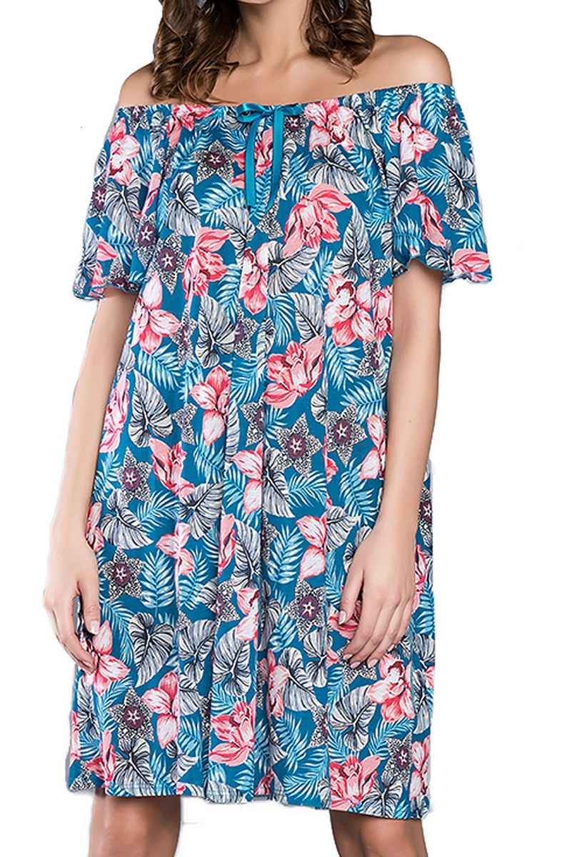Ночная рубашка свободного кроя из вискозы с принтом цветов Italian Fashion OPUNCJA 12837 фото Колготочка