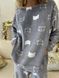 Жіноча піжама тепла COSY із велсофту Котики штани+світшот сіра 11647415 фото 4 Kolgotochka