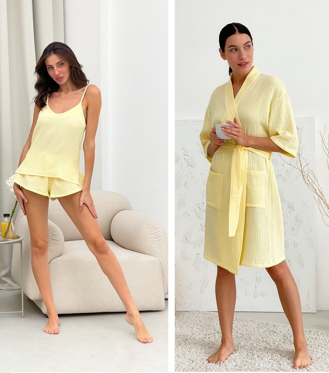 Жіночий Мусліновий комплект халат+піжама COSY в подарунковій упаковці 10947536 фото Колготочка