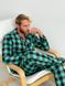 Пижама для мужчин COSY из фланели (штаны+футболка+рубашка) клетка зелено/черная 11505980 фото 8 Kolgotochka