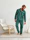 Пижама для мужчин COSY из фланели (штаны+футболка+рубашка) клетка зелено/черная 11505980 фото 2 Kolgotochka