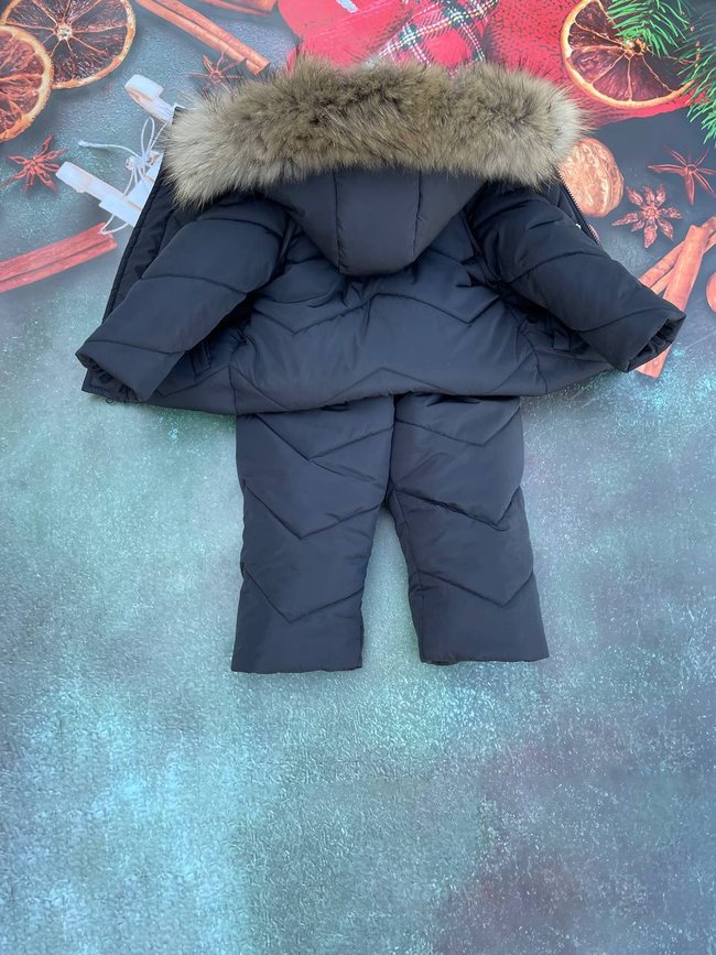 Зимовий костюм кутрка і напівкомбінезон з натуральних хутром єнота, 80-86, синій