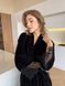 Велюровый женский халат COSY с французским кружевом черный 11824474 фото 6 Kolgotochka