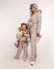 Зимние комбинезоны Family look в принт с мехом енота, 86, бежевий