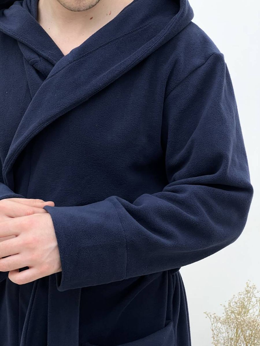 Чоловічий флісовий халат COSY з капюшоном синій 11365817 фото Колготочка