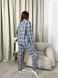 Женская пижама домашний костюм 3-я в клетку COSY (штаны+рубашка+футболка) голубая 10648154 фото 2 Kolgotochka