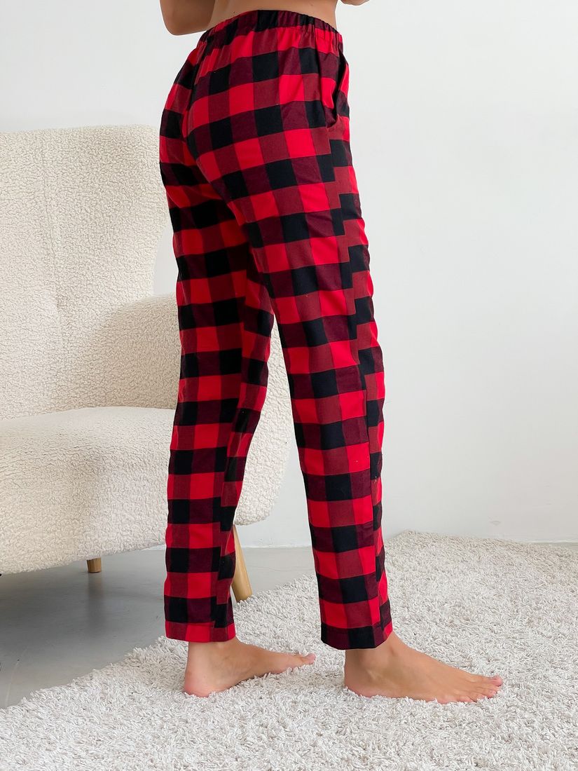 Пижамные женские брюки COSY клетка красно/черные 10004361 фото Колготочка