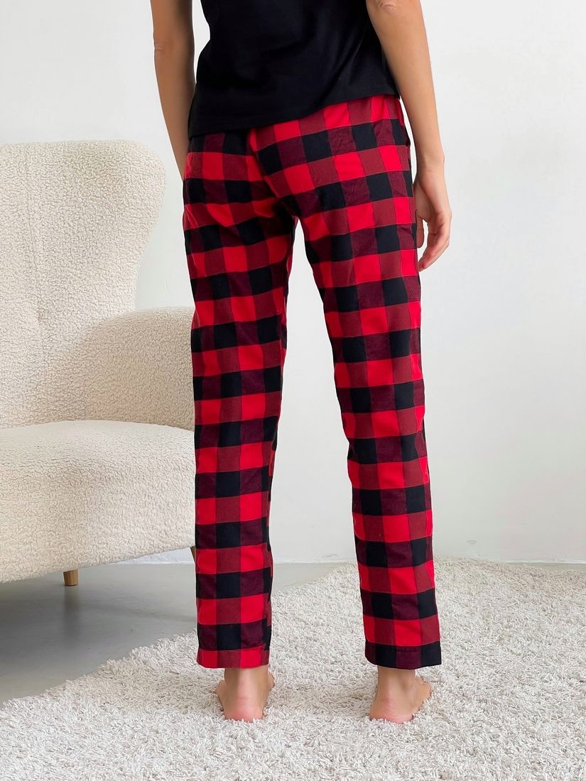 Пижамные женские брюки COSY клетка красно/черные 10004361 фото Колготочка