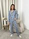 Жіноча піжама домашній костюм у клітинку COSY штани+сорочка блакитна 10648023 фото 1 Kolgotochka