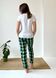 Женский пижамный комплект COSY в клетку зелено/черный (штаны+белая футболка) 11382205 фото 2 Kolgotochka