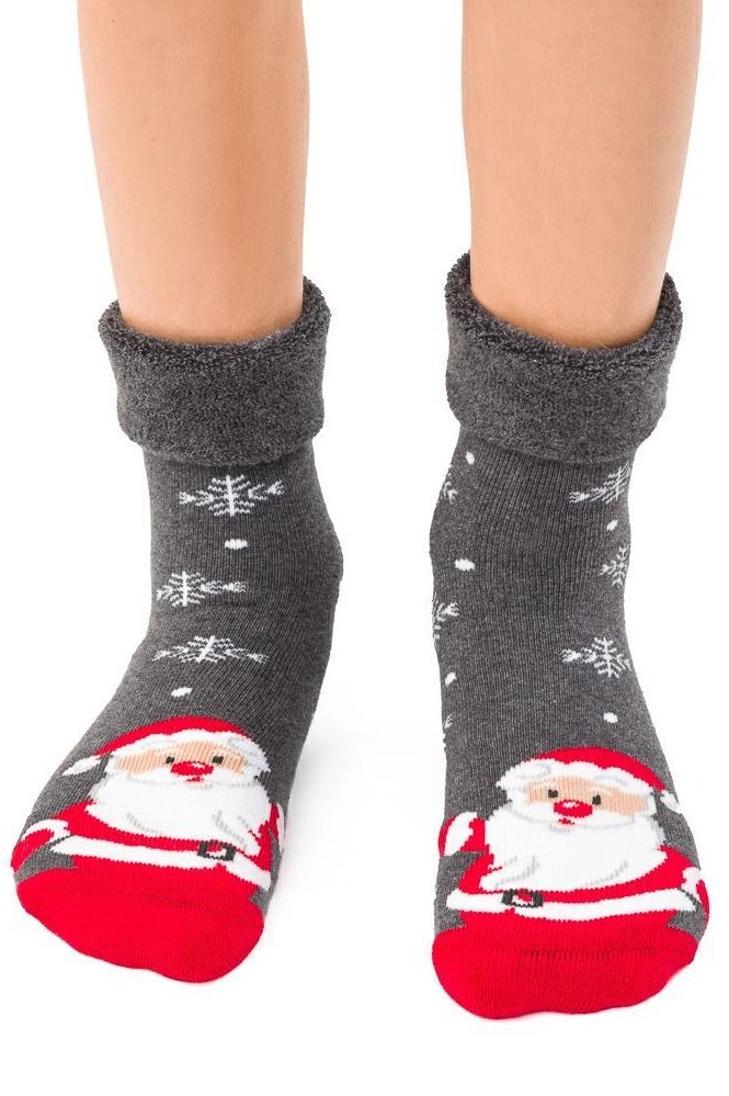 Шкарпетки дитячі новорічні махрові Steven 096 /032, 32-34, сірий