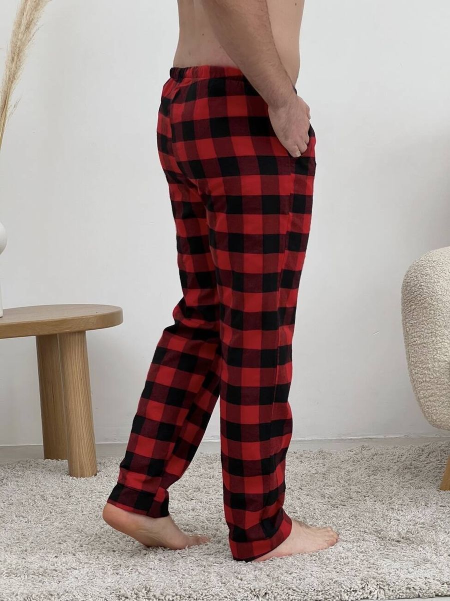 Мужские брюки пижамные COSY в клетку красно/черные 11561827 фото Колготочка