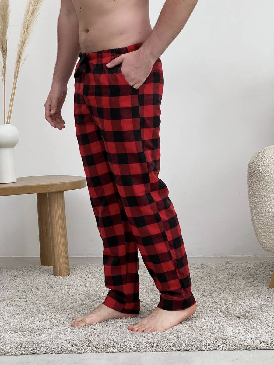 Чоловічі піжамні штани COSY в клітину червоно/чорні 11561827 фото Колготочка