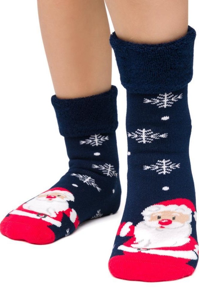 Шкарпетки дитячі новорічні махрові Steven 096 /034, 29-31, синій